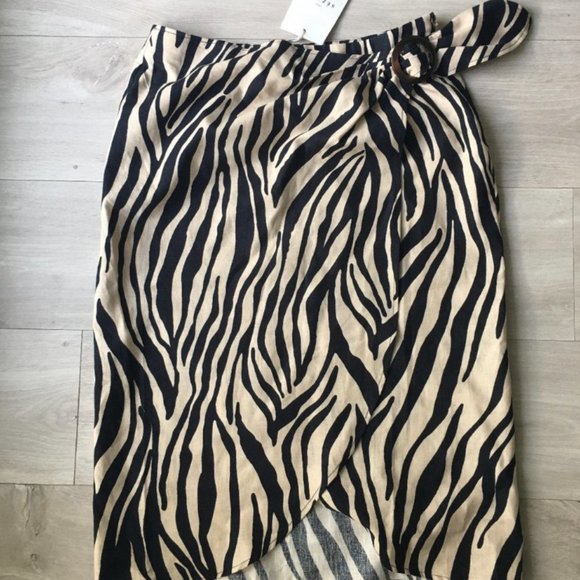 Sezane Black and Tan Zebra Print Midi Skirt - Picture 8 of 9